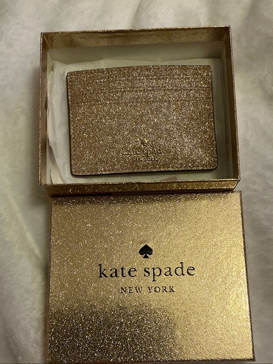 kate spade Accessories - kate spade Glitter Card Holder - Gold Sparkle Box Included